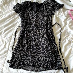 PAIGE Silk Dress Coco Tornado Mixed Zebra Print Gray